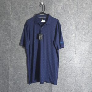 Dunning Performance Golf Polo Shirt Mens XL Navy Blue Micro Dot Print THE DRIVE